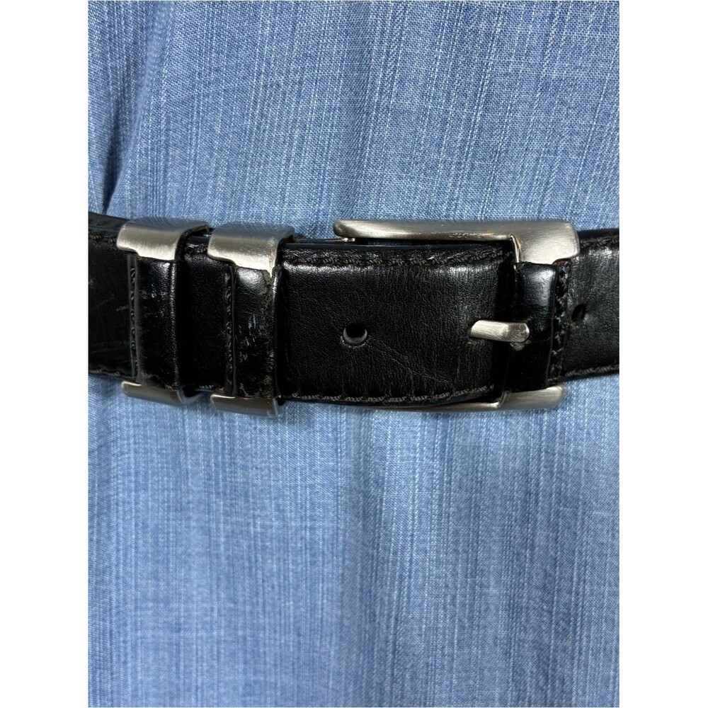 Mezlan Plus Size Sz 54 Unisex belt made in Spain black leather 62” long